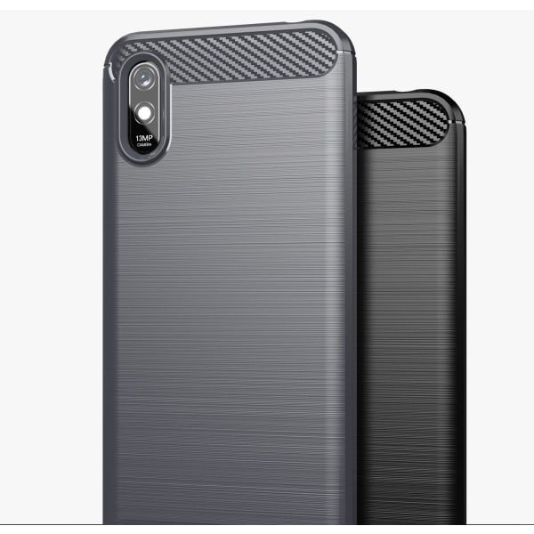 SKALO Xiaomi Redmi 9A Armor Carbon Stöttåligt TPU-skal - Fler fä grå