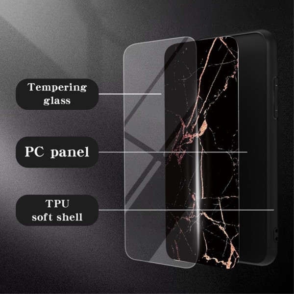 SKALO Samsung A55 5G Marmori karkaistu lasi TPU-suojakuori - #1 Multicolor