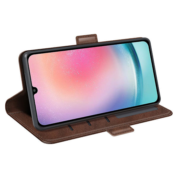 SKALO Samsung A25 5G Premium Wallet Lompakkokotelo - Ruskea Brown