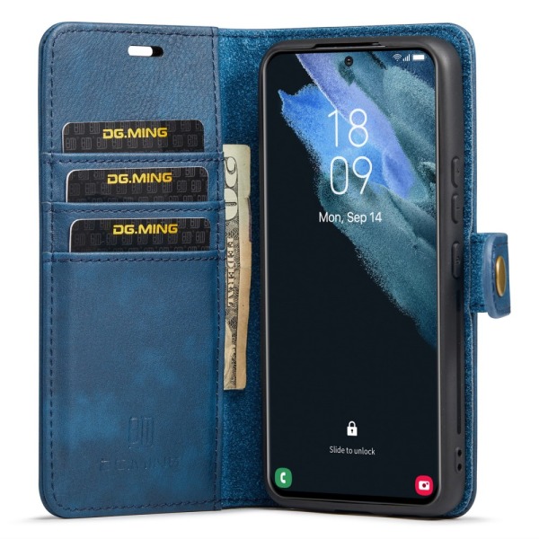 DG MING Samsung S24 2-in-1 magneetti lompakkokotelo - Sininen Blue
