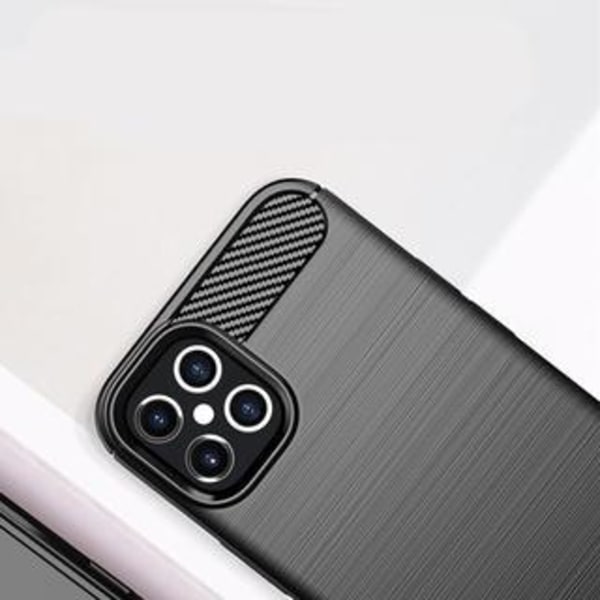 SKALO iPhone 12 Pro Armor Carbon Iskunkestävä TPU suojakuori - V Black