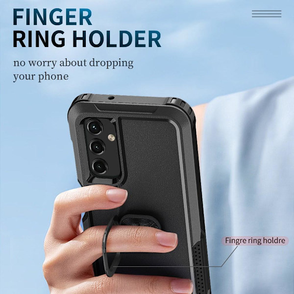 SKALO Samsung A54 5G Armor Hybrid Metallring skal - Svart Svart