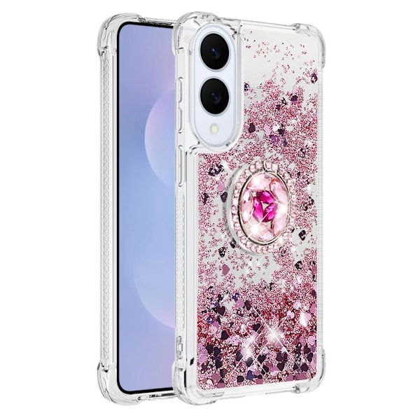 SKALO Samsung S25 Edge Kvicksand Glitter Ring Skal - Roséguld Rosa guld