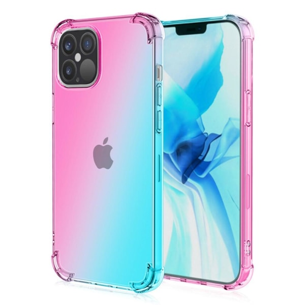 SKALO iPhone 15 Gradient Ekstra stærk TPU-cover - Pink/Turkis Multicolor
