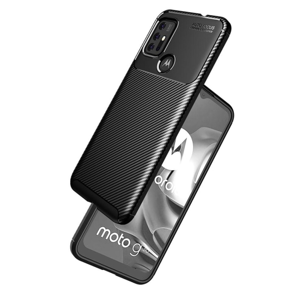 SKALO Moto G30 Carbon Fiber TPU -kotelo - musta Black