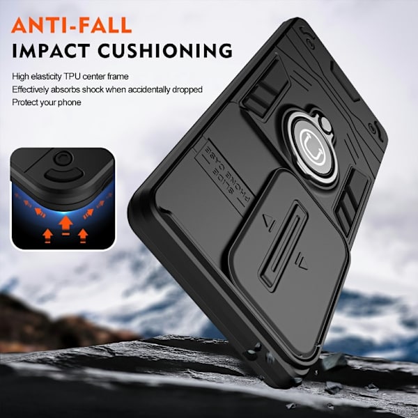 SKALO Motorola Edge 50 5G Armor Hybrid Metallring Kameraslider - Svart Svart
