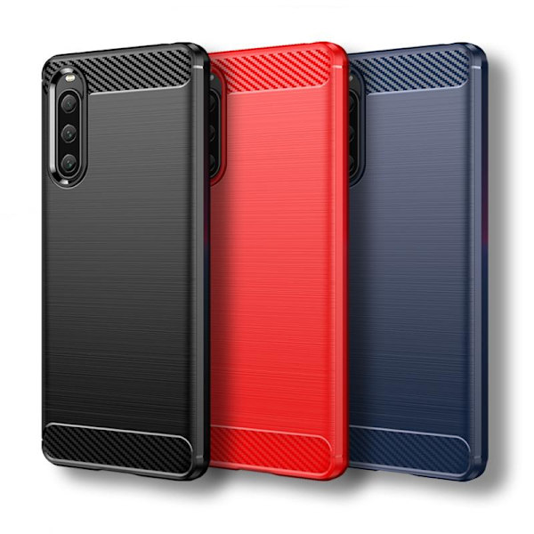 SKALO Sony Xperia 10 V Armor Carbon Iskunkestävä TPU suojakuori - Valitse väri Blue