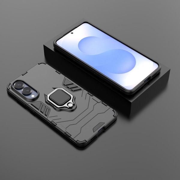 SKALO Samsung S25 Edge Armor Metallring Suojakuori - Musta Black
