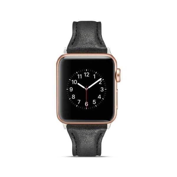 SKALO Smalt læderarmbånd Apple Watch 42/44/45/49mm - Vælg farve Black