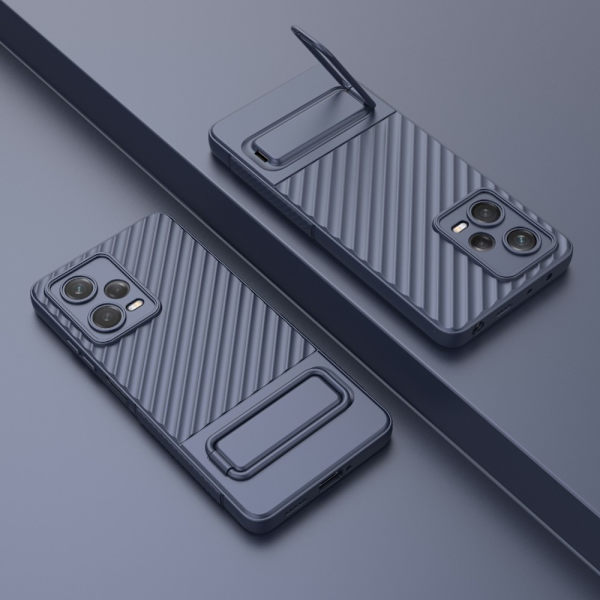 SKALO Xiaomi Redmi Note 12 Pro 5G Twill 2.0 TPU skal med ställ - Mörkblå Mörkblå