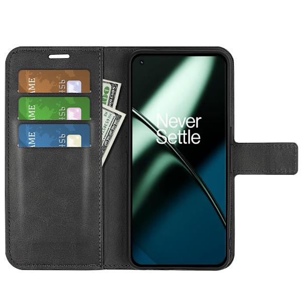 SKALO OnePlus 11 5G Flip Cover m. pung i PU-læder - Sort Black