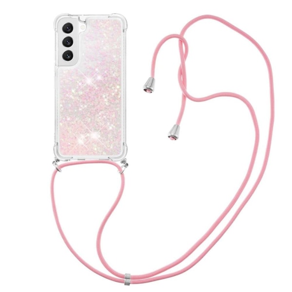 SKALO Samsung S23 Kvicksand Glitter Mobilhalsband - Rosa Rosa