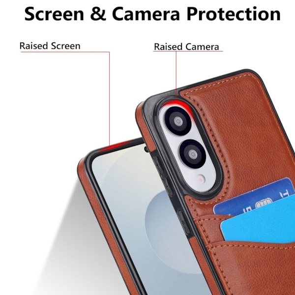SKALO Samsung S25 Edge PU-Nahkainen Korttikotelo Suojakuori - Ruskea Brown