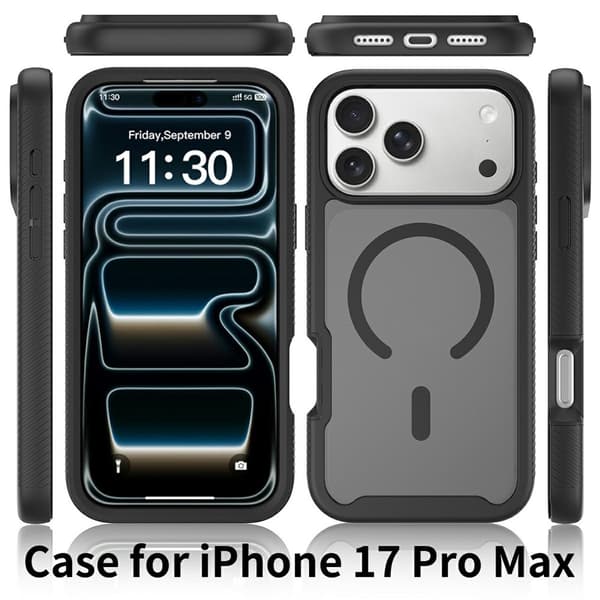 SKALO Shockproof Clear Hybrid Cover til iPhone 17 Pro Max - Sort Black