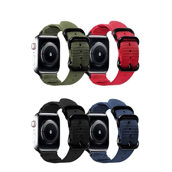 SKALO Nato-ranneke Nylon Apple Watch Series 10 46mm - Valitse väri Black