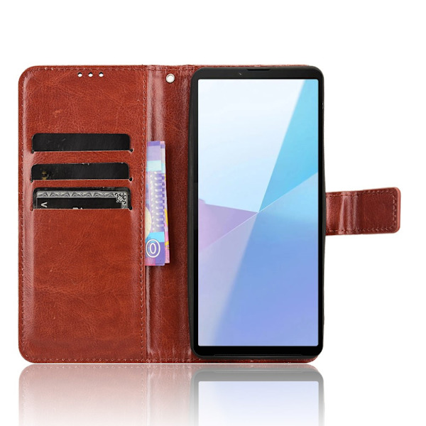 SKALO Sony Xperia 10 VI Crazy Horse Pungetui PU læder - Brun Brown