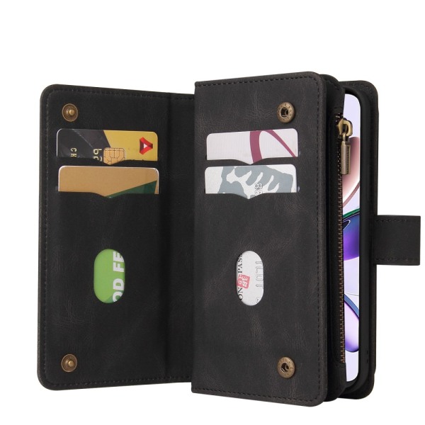 SKALO Motorola Moto G53 5G Big Wallet 17-lokeroa Lompakkokotelo Black