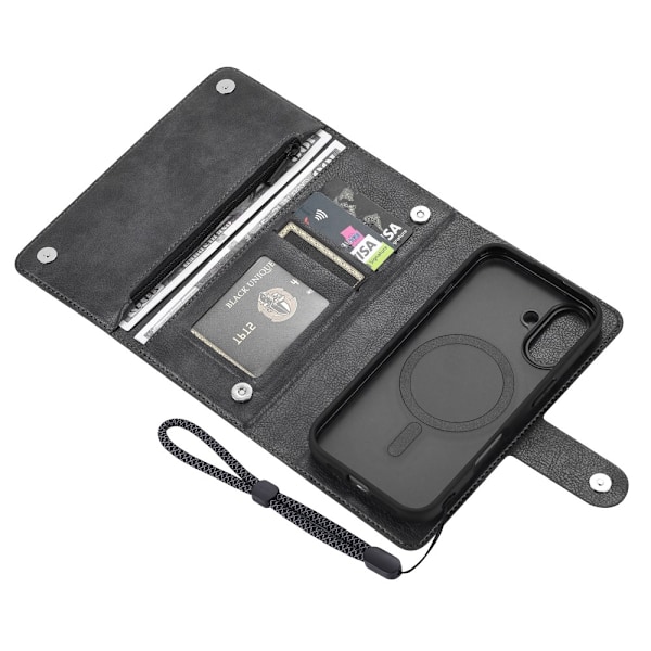 VILI iPhone 16 Plus GVB Series Flip Cover m. pung i PU-læder - Sort Black