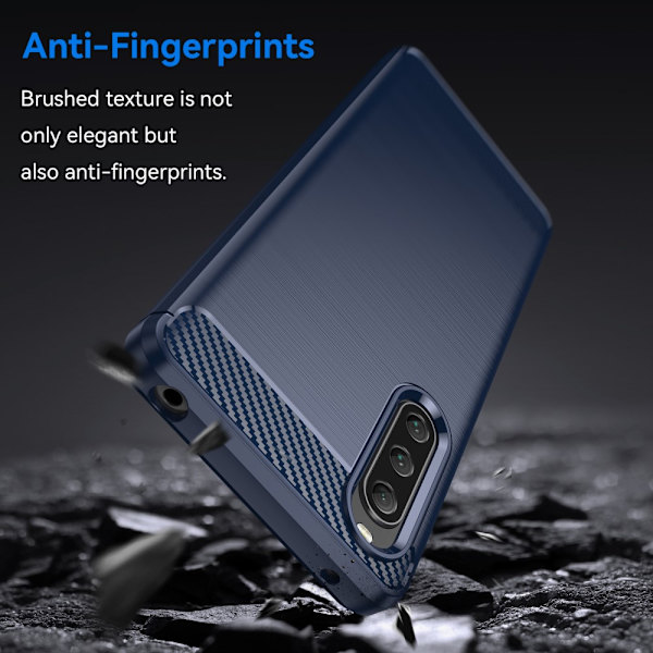 SKALO Sony Xperia 10 V Armor Carbon Stødsikker TPU-cover - Vælg farve Blue