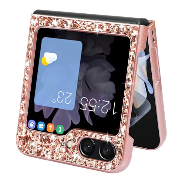SKALO Samsung Z Flip6 Glitter TPU Skal - Roséguld Rosa guld