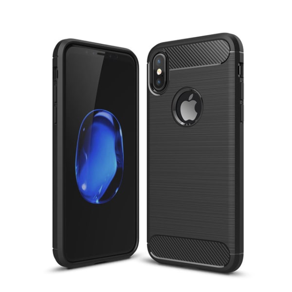 SKALO iPhone XS Max Armor Carbon Iskunkestävä TPU suojakuori - Valitse väri Black