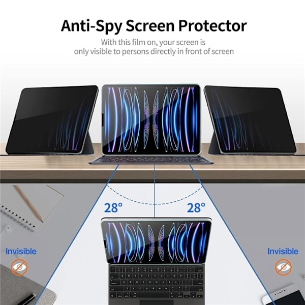 SKALO iPad 10.9 (2022) ENKAY HAT PRINCE Privacy Hærdet Glas - Sort Black