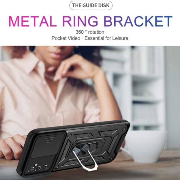 SKALO Samsung A13 5G Armor Hybrid Metal Ring Camera Slider - Sor Black