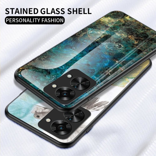 SKALO OnePlus Nord 2T 5G Marmor hærdet glas TPU Cover - #2 Multicolor