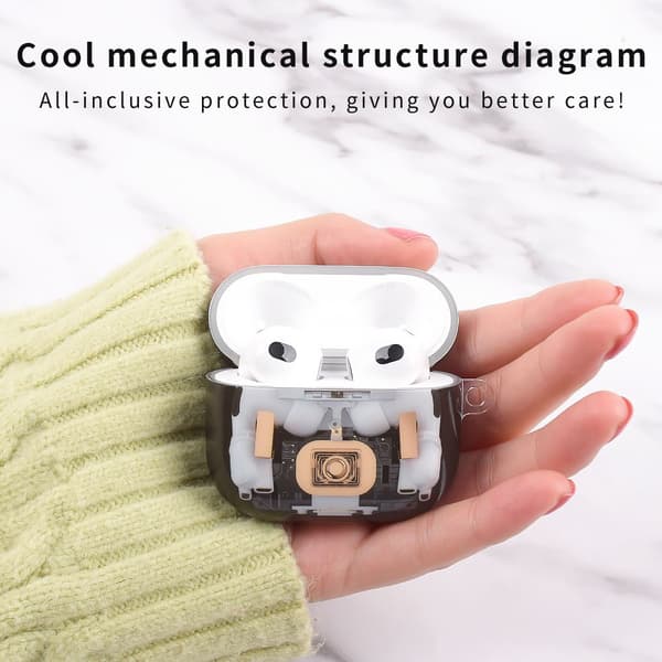 SKALO Mechanical Structure TPU Cover til AirPods 5 - Sort Black