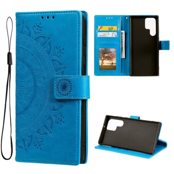 SKALO Samsung S22 Ultra Mandala Plånboksfodral - Blå Blå