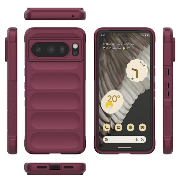 SKALO Google Pixel 8 Pro Rugged Bumpers TPU-Skal Vin, röd