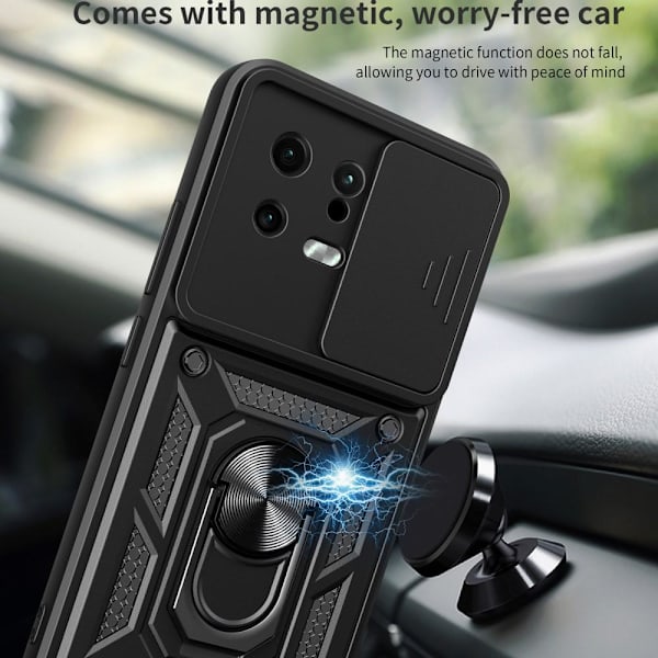 SKALO Xiaomi 13 5G Armor hybridi metallirengas kameran liukusäädin - - Musta Black
