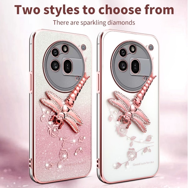 SKALO Nothing Phone (3a) Pro 5G KADEM Dragonfly Glitter Cover - Pink Pink