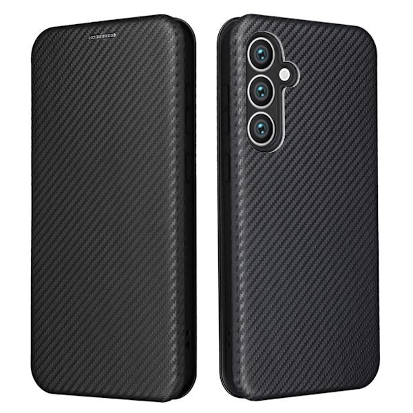 SKALO Samsung S23 FE Carbon Fiber Lompakkokotelo - Musta Black
