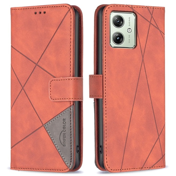 Motorola Moto G54 5G BINFEN COLOR Præget Flip Cover - Brun Brown