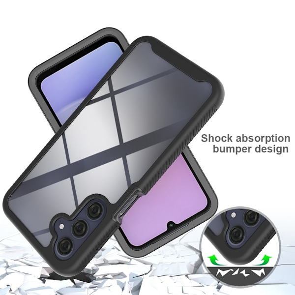 SKALO Samsung A16 Stødsikker Clear Hybrid Cover + Skaermbeskyttelse - Sort Black