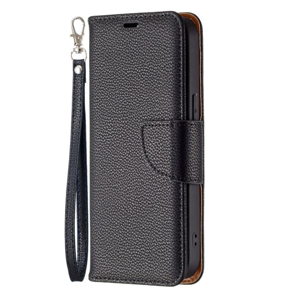 SKALO iPhone 13 Pro Premium Litchi Wallet - musta Black