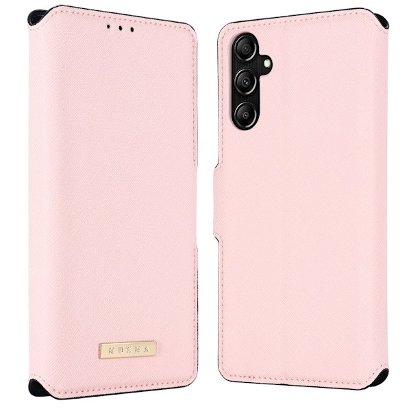 SKALO Samsung A25 5G MUXMA Saffiano PU-nahka Lompakkokotelo - Pinkki Pink
