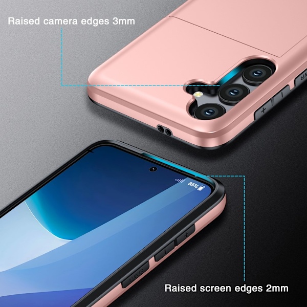 SKALO Samsung A56 5G Armor Kortholder Cover - Rosa guld Pink gold