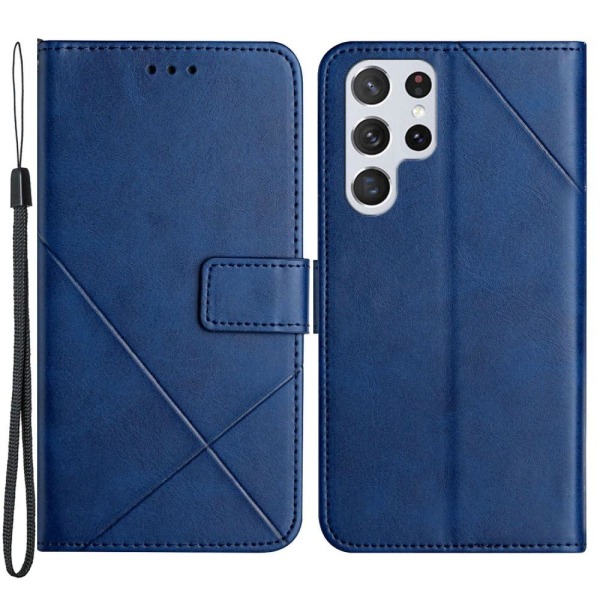 SKALO Samsung S22 Ultra kohokuvioitu PU-nahkainen lompakkokotelo - sininen Blue
