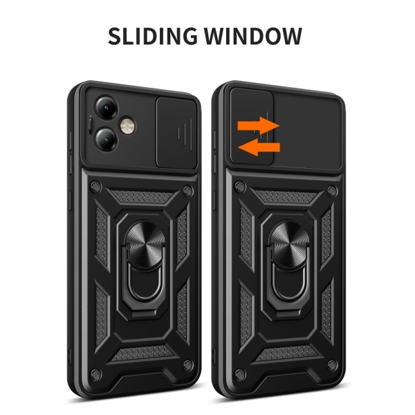 SKALO Motorola Moto G14 Armor Hybrid Metal Ring Camera Slider - Guld Gold