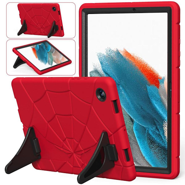 SKALO Samsung Tab A8 10.5 (2021/2022) Hämähäkinseitit lasten kuoriin - Punainen-Musta Multicolor
