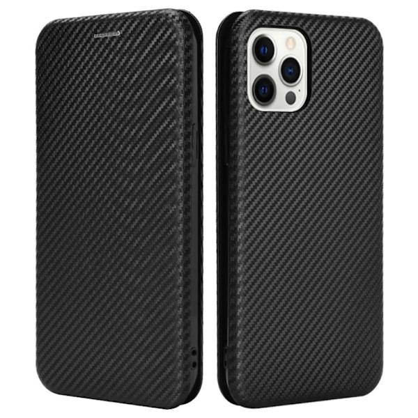 SKALO iPhone 13 Pro Carbon Fiber Plånboksfodral - Svart Black