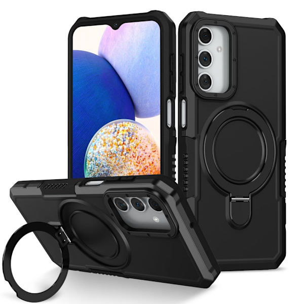 SKALO Samsung A15 4G Armor Hybrid metal ring cover - Sort Black