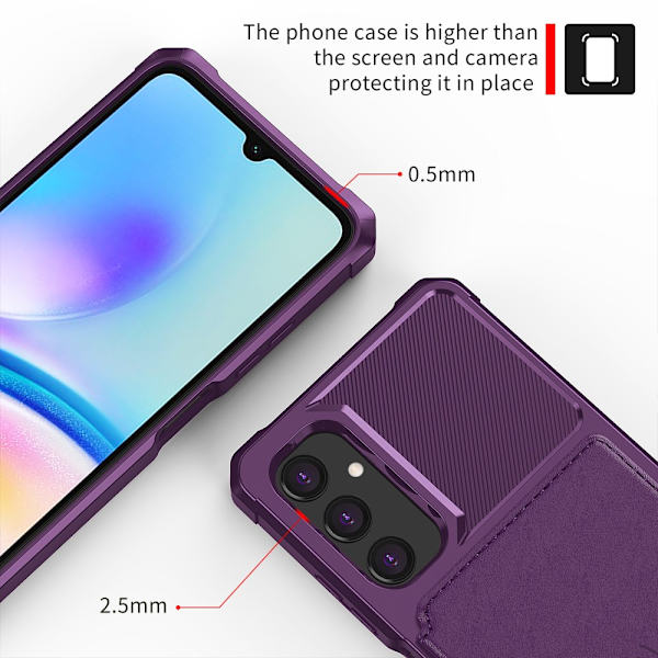 SKALO Samsung A05s 4G Stöttåligt Skal med Plånbok - Lila Lila