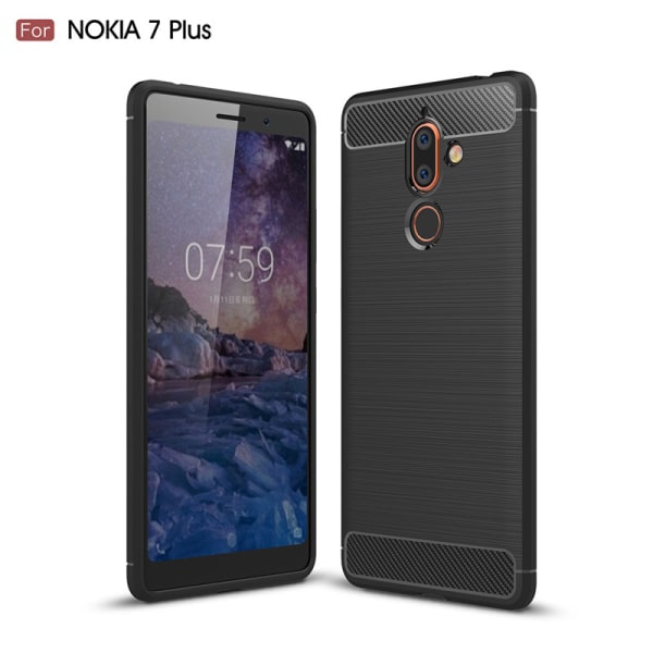 Stødsikker Armour Carbon TPU cover Nokia 7 Plus - flere farver Red