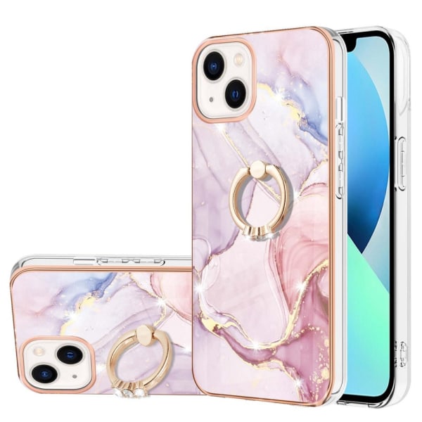 SKALO iPhone 14 Marmor TPU Cover med ring - #2 Multicolor