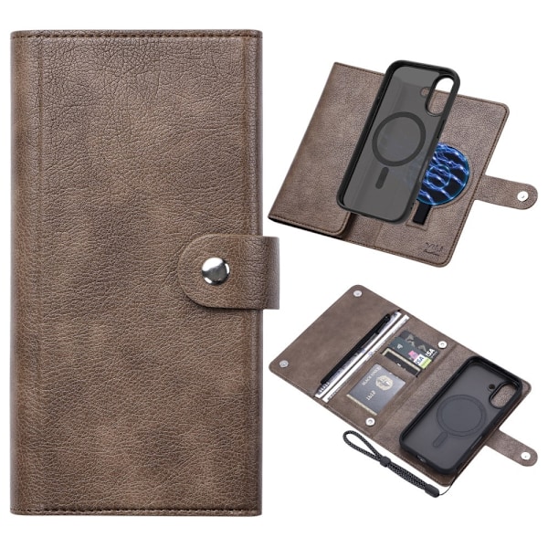 VILI iPhone 16 GVB Series Flip Cover m. pung i PU-læder - Brun Brown
