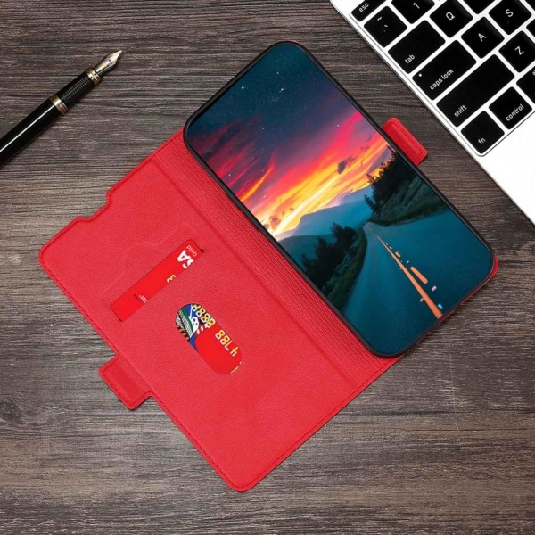 SKALO Samsung A13 4G Ultrathin Premium Wallet Case - Punainen Red