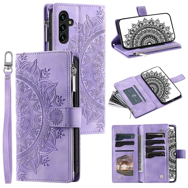 SKALO Samsung A34 5G Big Wallet Mandala Lompakkokotelo - Violetti Purple